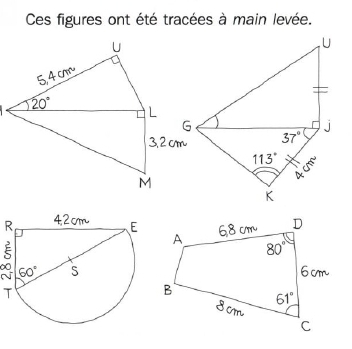 Constructions géométrique. : exercices en 6ème.