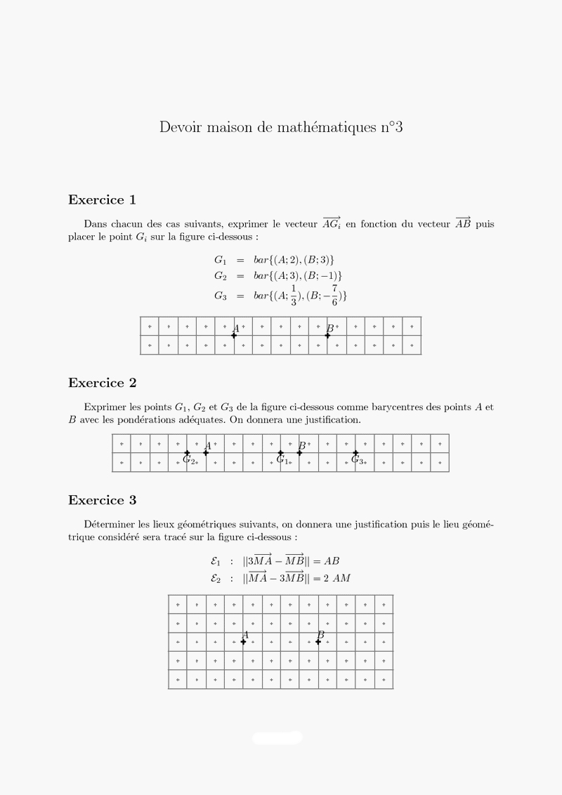 Bonjour j'ai un devoir maison à faire en mathématiques ...