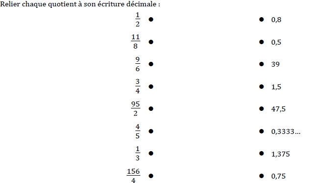 Les nombres décimaux : exercices de maths corrigés en 6ème