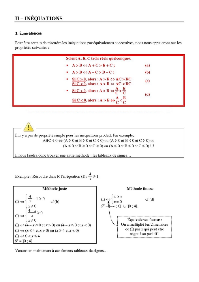 Equations Et Inéquations Cours De Maths En Seconde Equations Et Inéquations Cours De Maths En Seconde